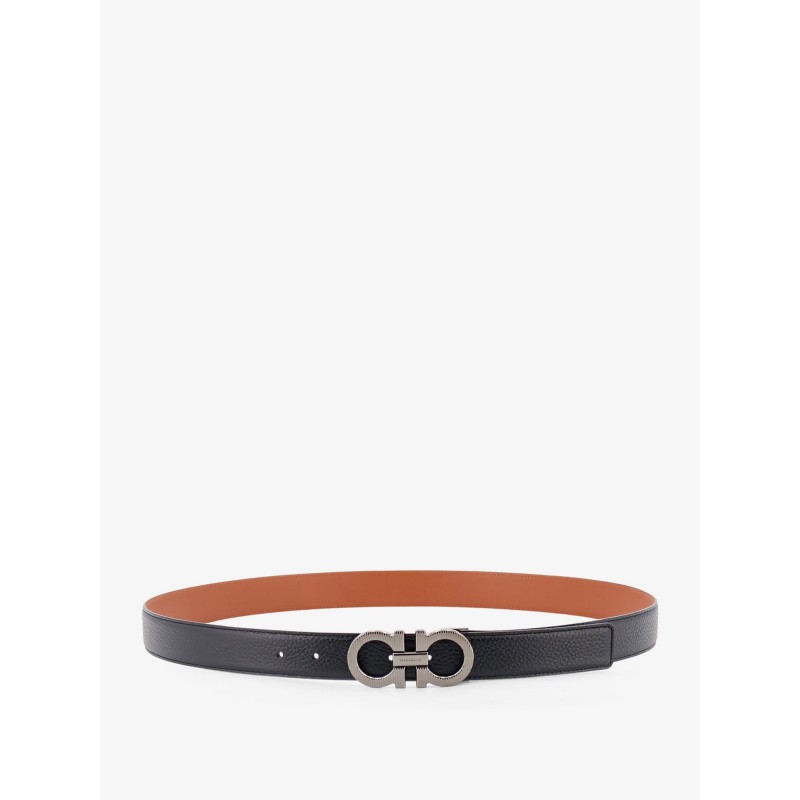 Reversible leather Gancini belt