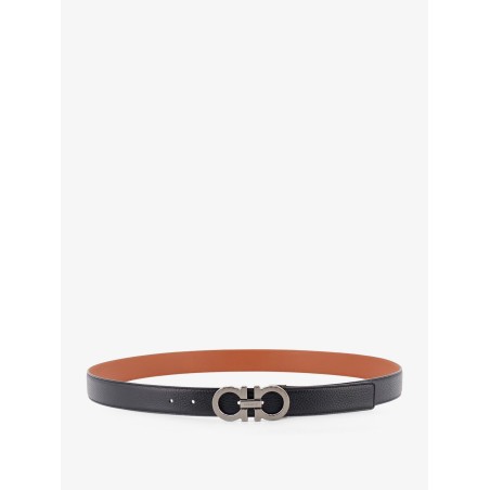 Reversible leather Gancini belt