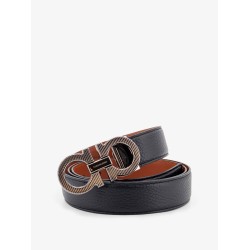 Reversible leather Gancini belt