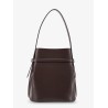 Belted leather bucket bag