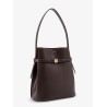 Belted leather bucket bag