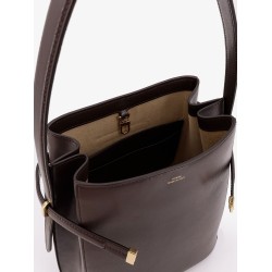 Belted leather bucket bag