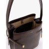 Belted leather bucket bag
