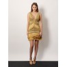 Pampas mini dress with embroidery and fringes
