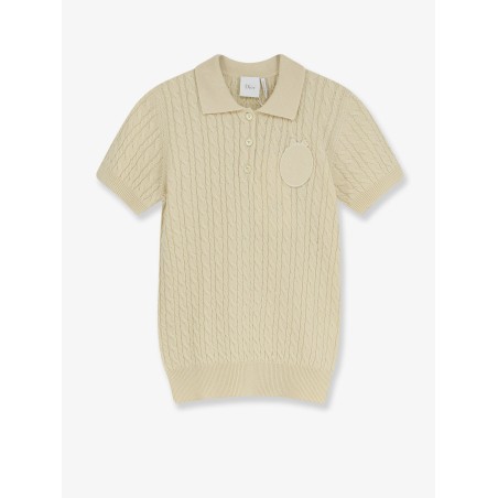 Wool and cotton blend sweater with embroidered logo on the front