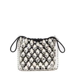 BORSA MINI IN MAGLIA METALLICA CON CRISTALLI