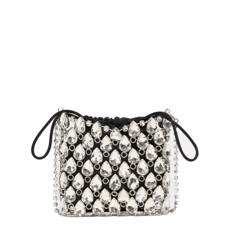 BORSA MINI IN MAGLIA METALLICA CON CRISTALLI