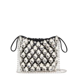 BORSA MINI IN MAGLIA METALLICA CON CRISTALLI