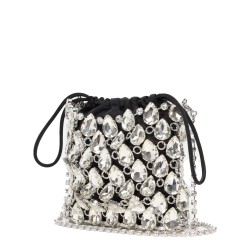 BORSA MINI IN MAGLIA METALLICA CON CRISTALLI