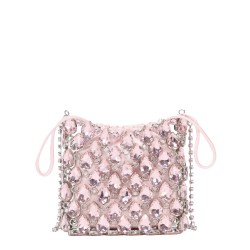 BORSA MINI IN MAGLIA METALLICA CON CRISTALLI