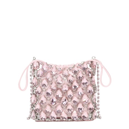 BORSA MINI IN MAGLIA METALLICA CON CRISTALLI