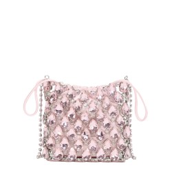 BORSA MINI IN MAGLIA METALLICA CON CRISTALLI