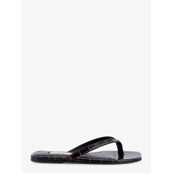 Croco-embossed leather sandals