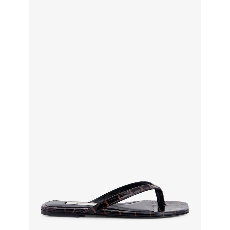 Croco-embossed leather sandals