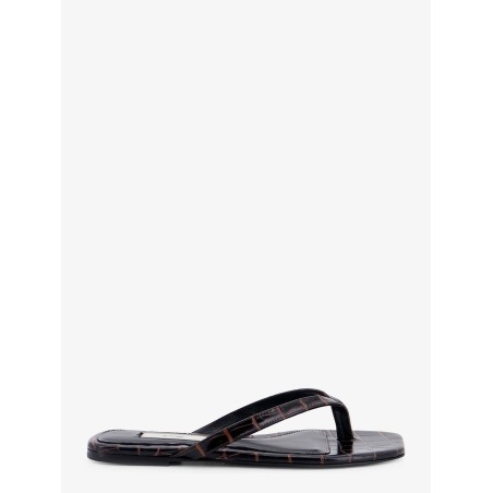 Croco-embossed leather sandals