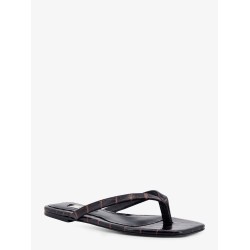 Croco-embossed leather sandals