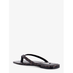 Croco-embossed leather sandals