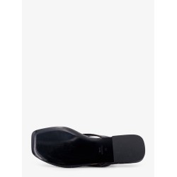 Croco-embossed leather sandals
