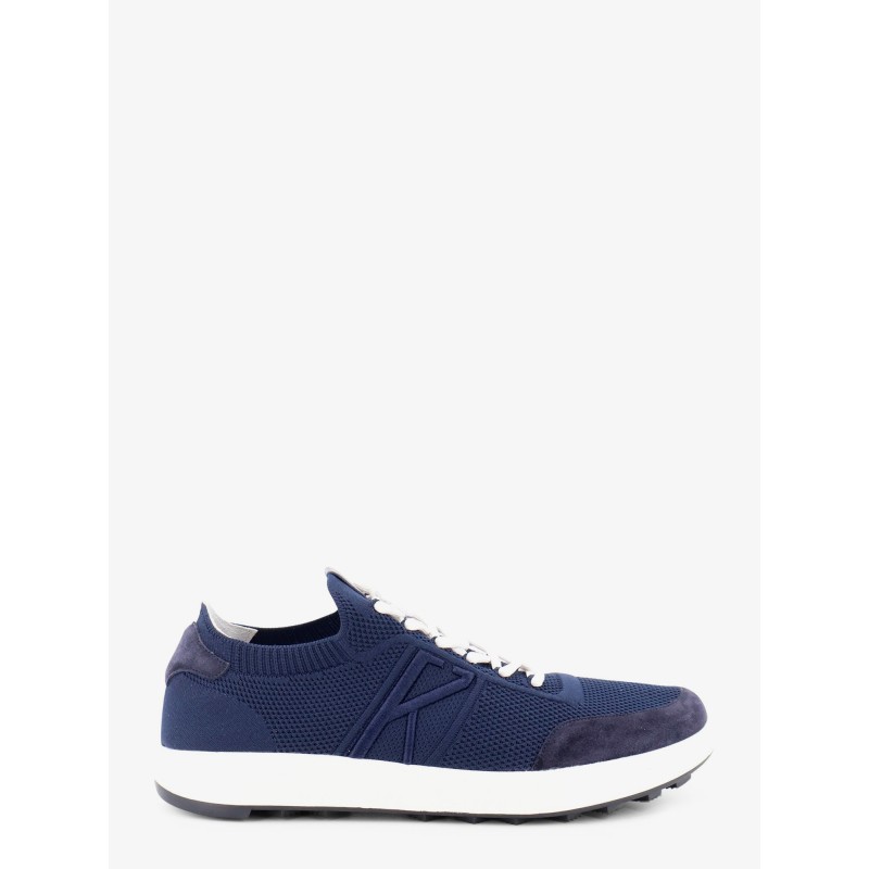 Knitted fabric sneakers with suede inserts
