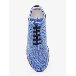 Knitted fabric sneakers with embroidered logo