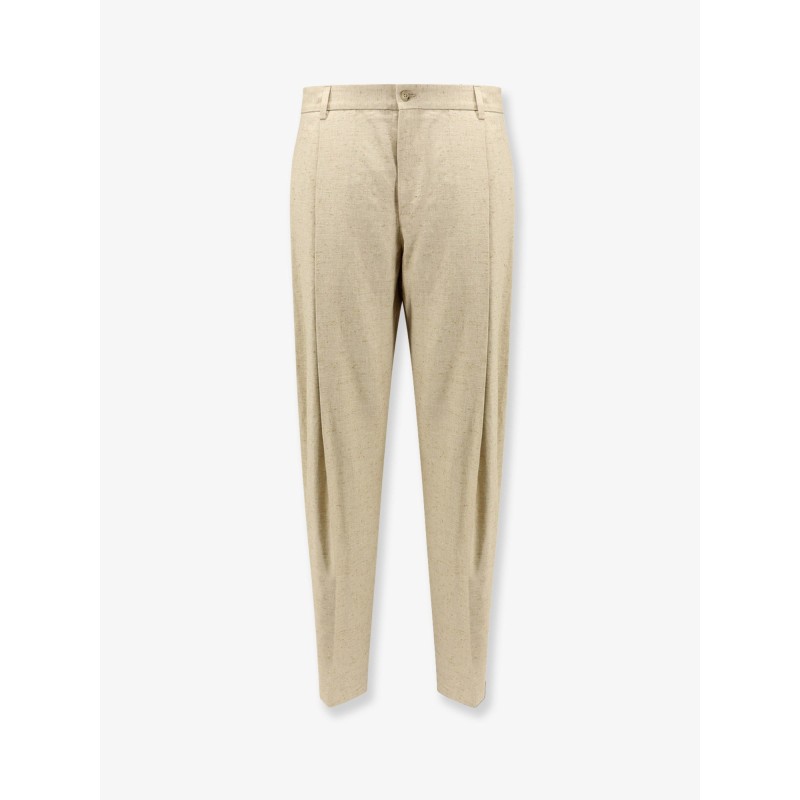 Hemp, linen and silk trousers with tweed effect