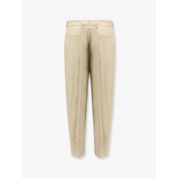 Hemp, linen and silk trousers with tweed effect