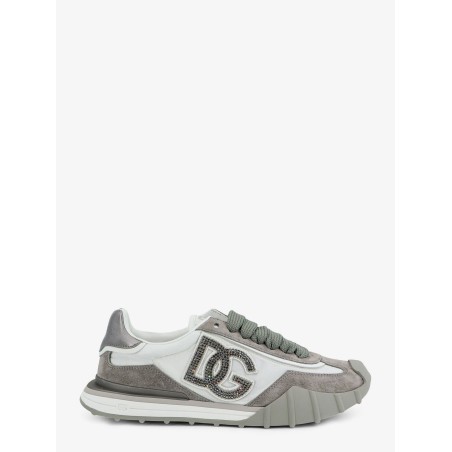 Sneakers in nylon e suede con logo DG con strass