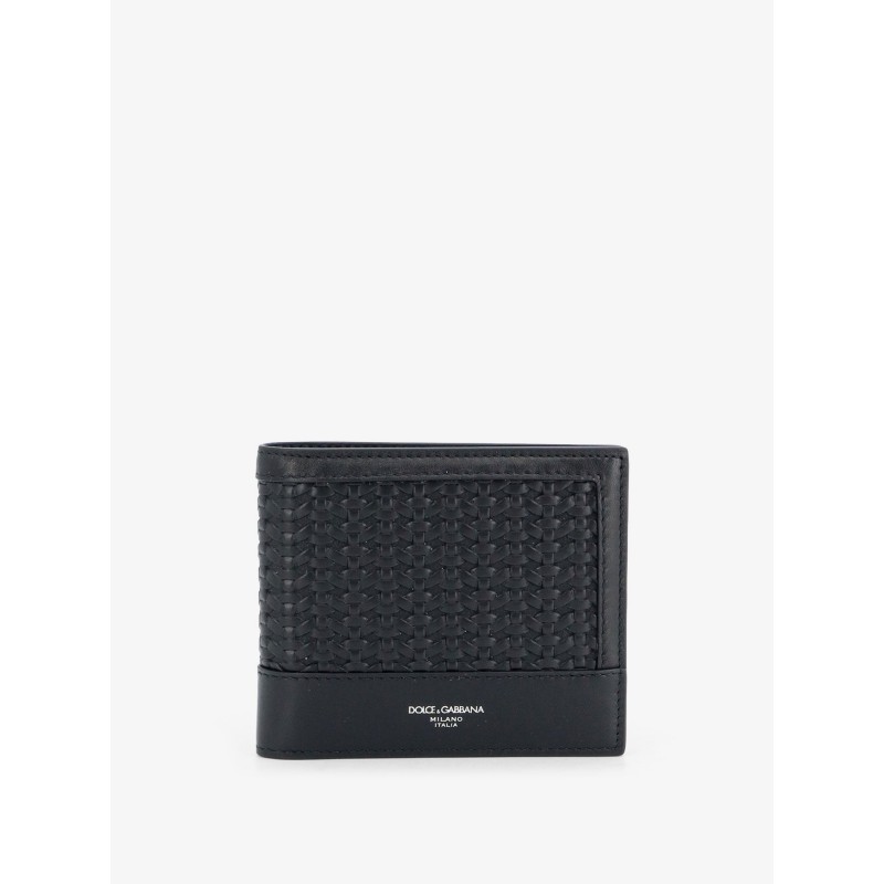 Leather wallet with woven pattern