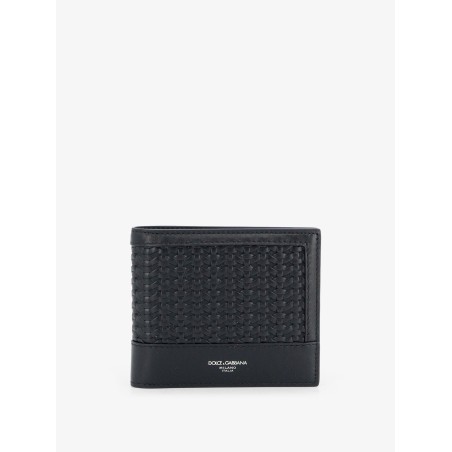 Leather wallet with woven pattern