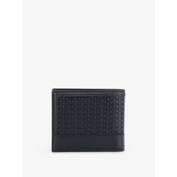 Leather wallet with woven pattern
