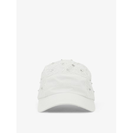 Cotton hat with all-over floral embroidery