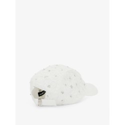 Cotton hat with all-over floral embroidery