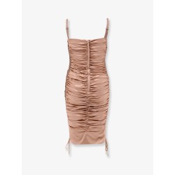 Stretch silk dress with lateral drawstring