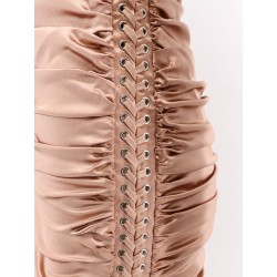 Stretch silk dress with lateral drawstring