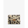 Hammered leather wallet with animal print