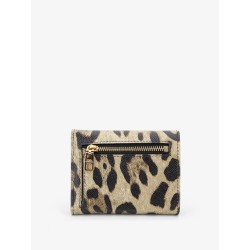 Hammered leather wallet with animal print