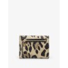 Hammered leather wallet with animal print