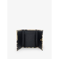 Hammered leather wallet with animal print