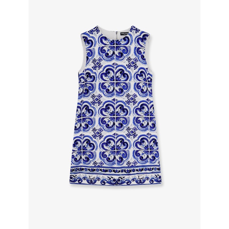 Cotton and viscose dress with Maiolica print