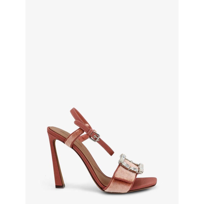 Velvet sandals with rhinestone detail on the front