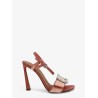 Velvet sandals with rhinestone detail on the front