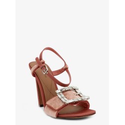 Velvet sandals with rhinestone detail on the front