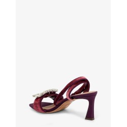 Sandali in velluto con dettaglio strass frontale