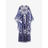 Silk long dress with Maiolica print
