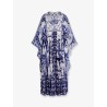 Silk long dress with Maiolica print