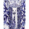 Silk long dress with Maiolica print