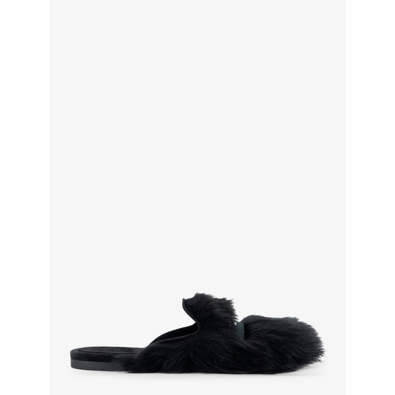 Sheepskin and suede sandals