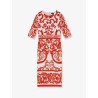 Silk long dress with Maiolica print