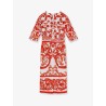Silk long dress with Maiolica print