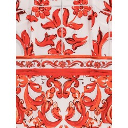 Silk long dress with Maiolica print